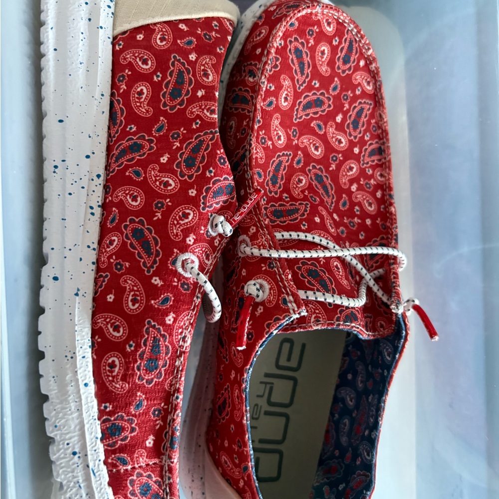 Hey Dude Red Paisley Women's Slippers